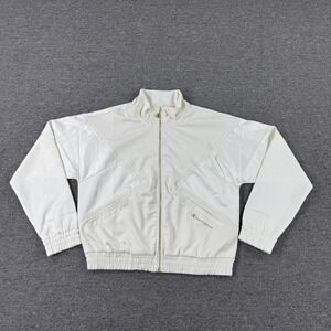Champion Jacket Womens Small Ivory White Signature Sport Bomber Zip Front Satin‎